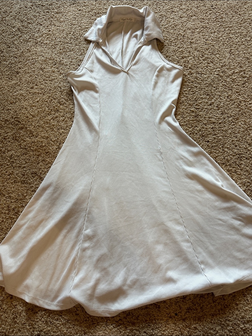 Heart Hips Sleeveless Cream Polo-Style Midi Dress